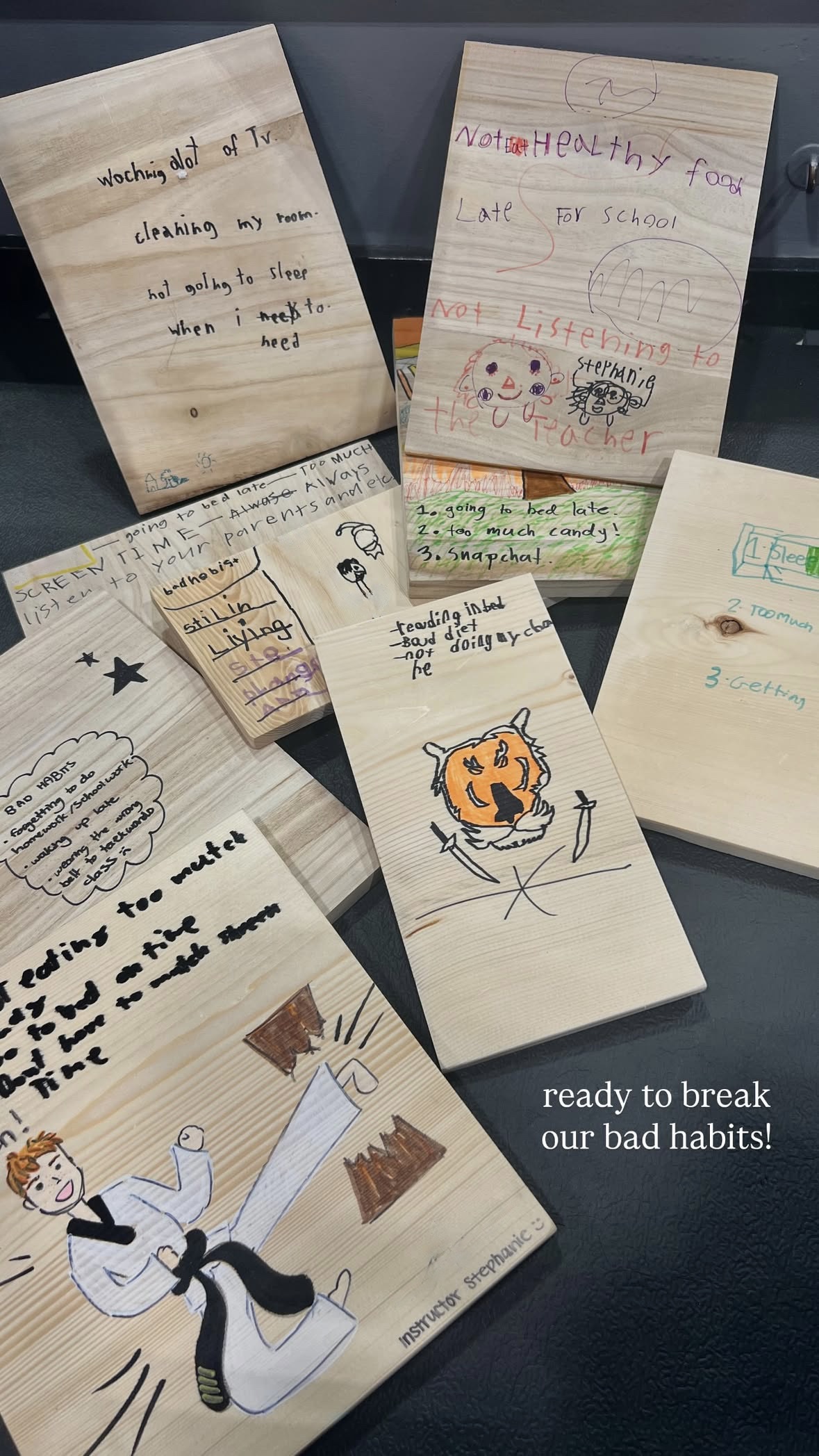 Student goal boards ready to break