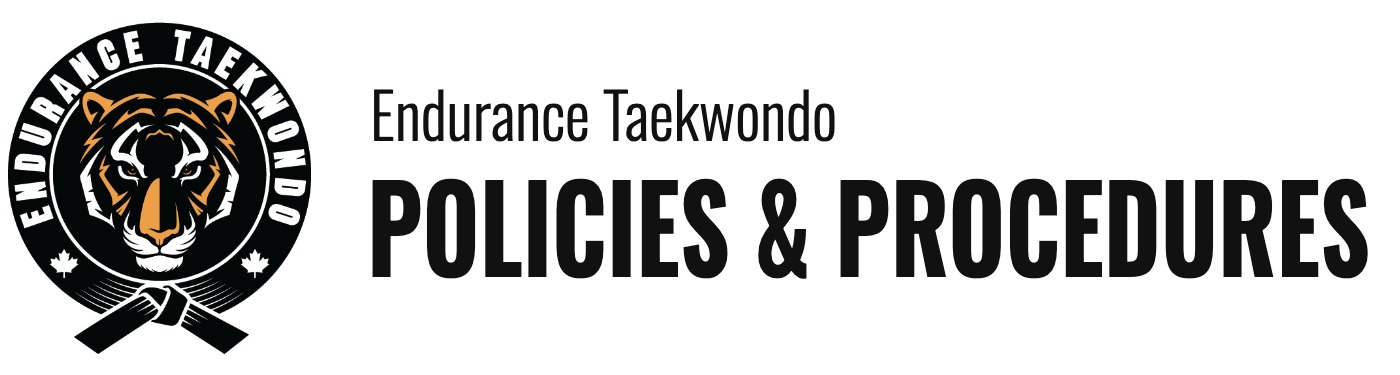 Endurance Taekwondo policies and procedures banner
